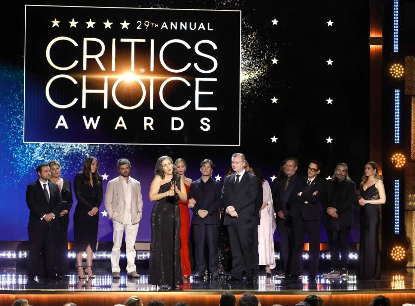 Critics Choice Awards 2024 stage with award statues