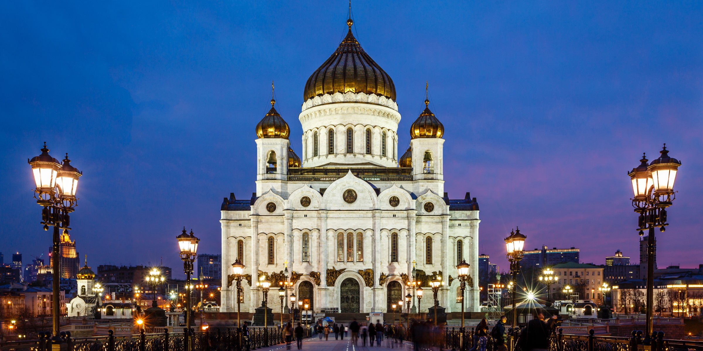 The stunning interior of the Cathedral of Christ the Saviour with its ornate frescoes. 