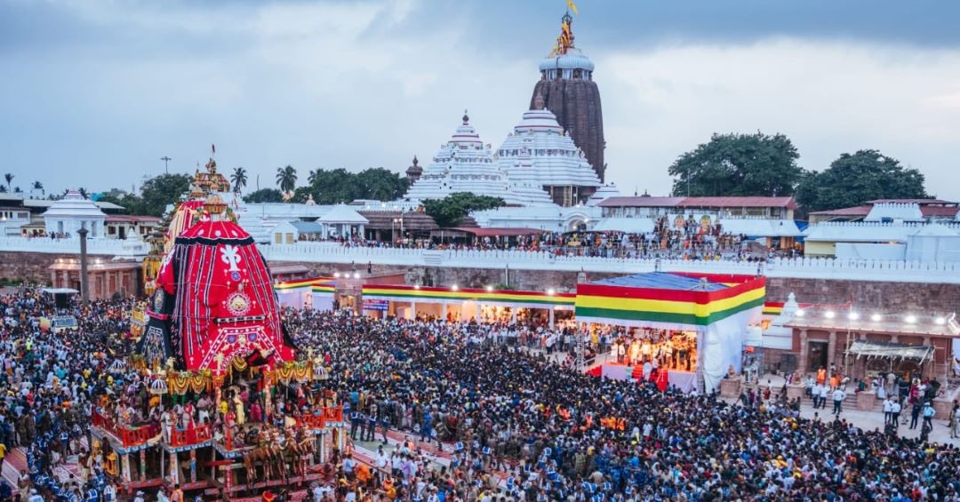 The majestic chariots of Rath Yatra adorned with vibrant colors and intricate designs The majestic chariots of Rath Yatra adorned with vibrant colors and intricate designs