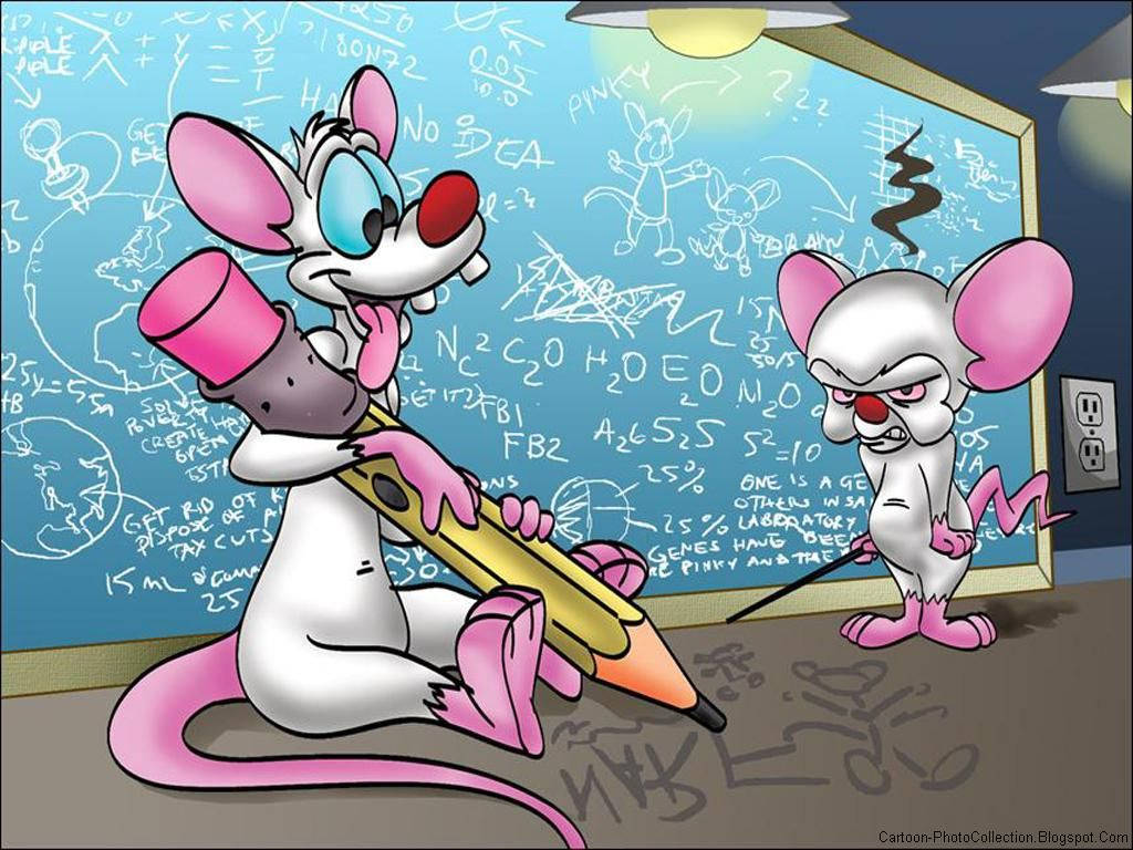 Pinky and the Brain in their lab, plotting world domination