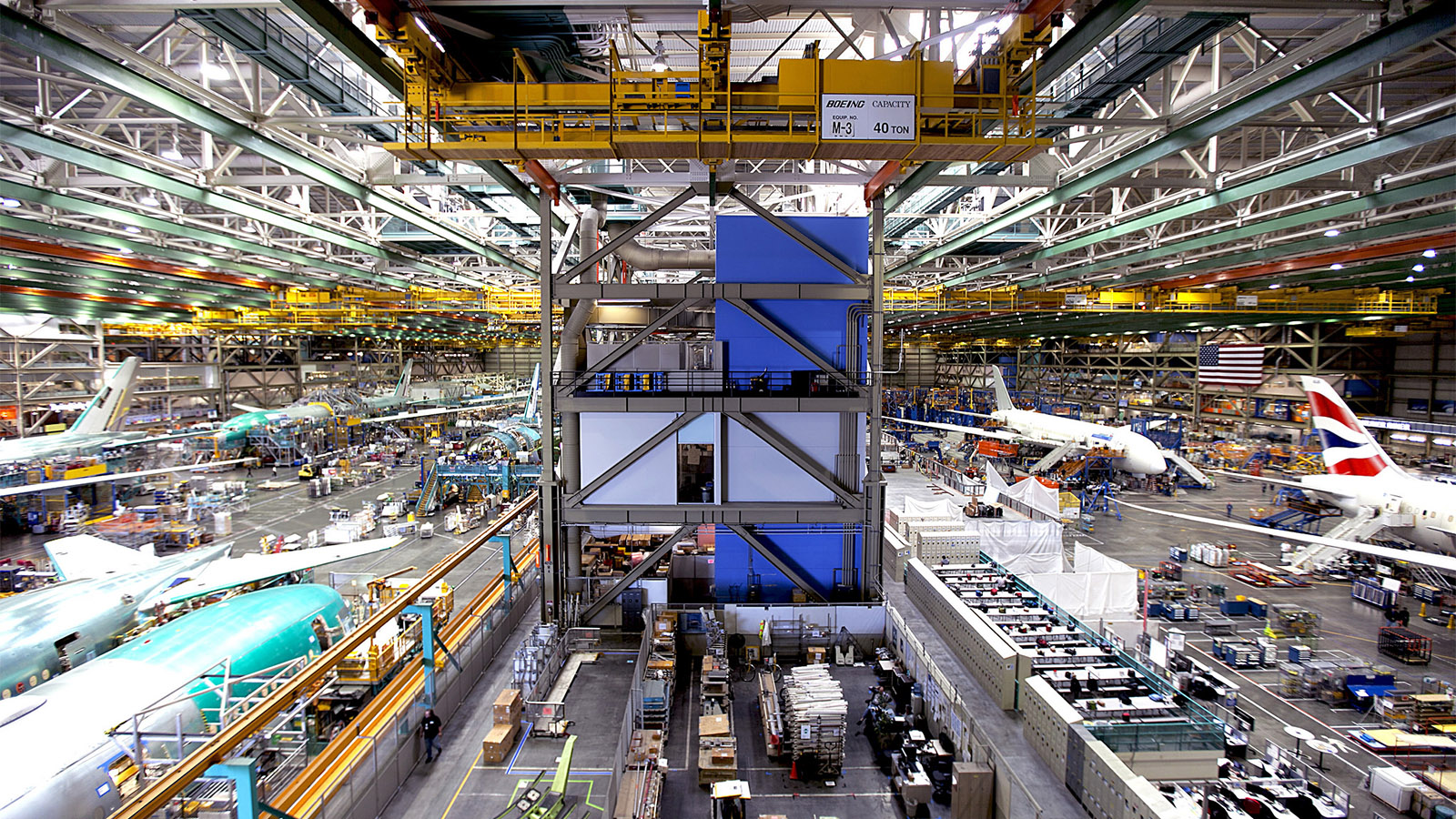 Boeing 747 jumbo jet being assembled at Everett Factory