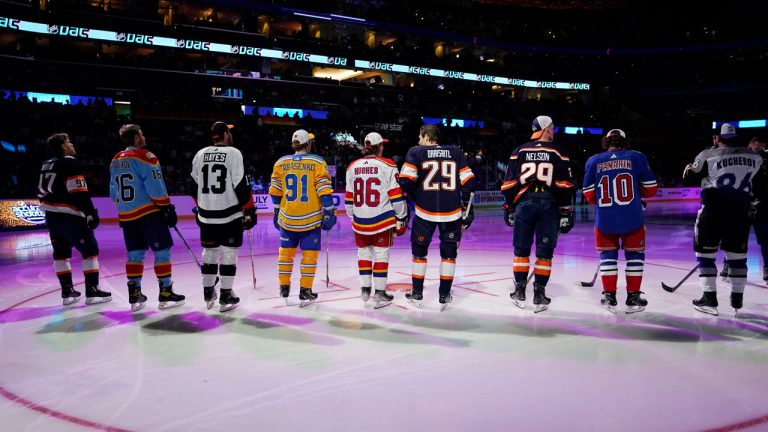 NHL merchandise store filled with jerseys and memorabilia 